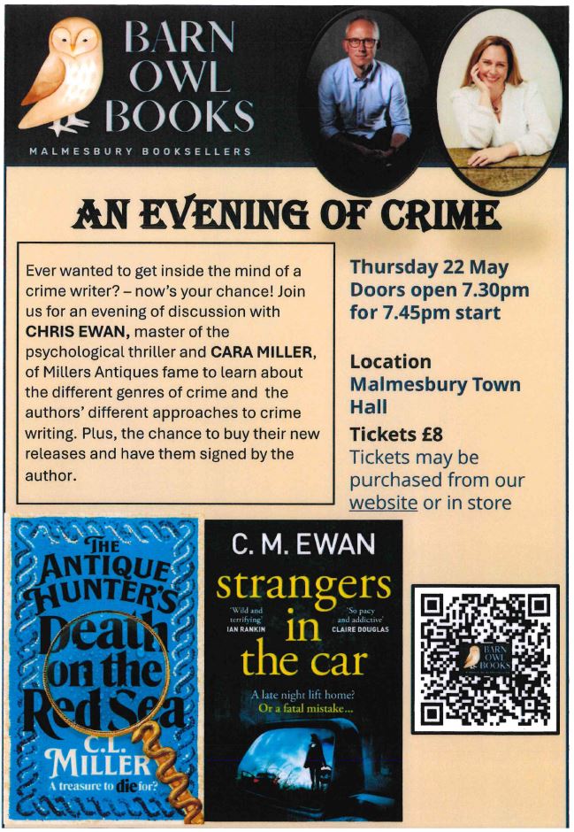 Barn Owl Books - An Evening of Crime - Chris Ewan & Cara Miller